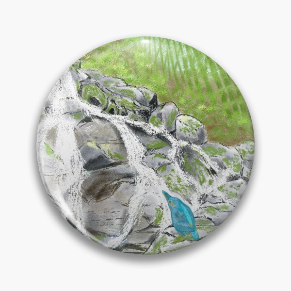 Item preview, A magnificent waterfall and a blue bird  designed and sold by greenPQBstudio.