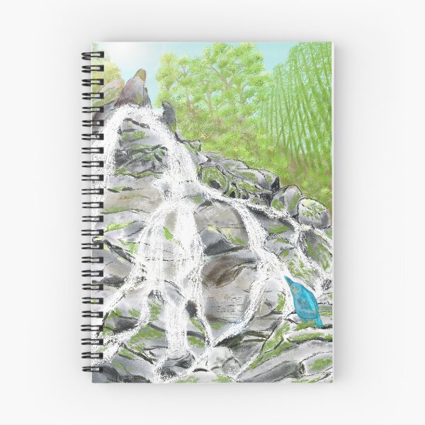 Item preview, A magnificent waterfall and a blue bird  designed and sold by greenPQBstudio.