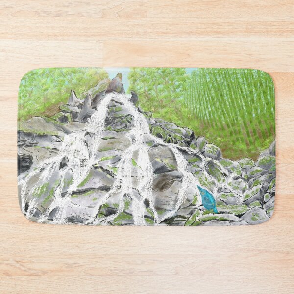 Item preview, A magnificent waterfall and a blue bird  designed and sold by greenPQBstudio.