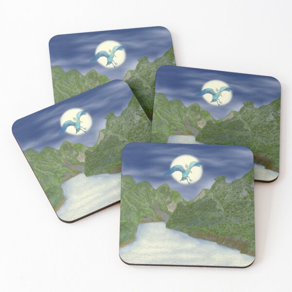 Item preview, A bird and snowy valley at night  designed and sold by greenPQBstudio.