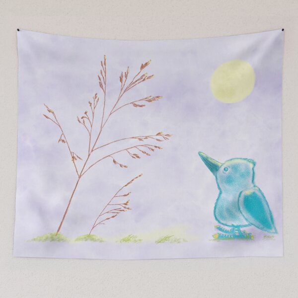 Item preview, An adorable bird and a plant at night designed and sold by greenPQBstudio.