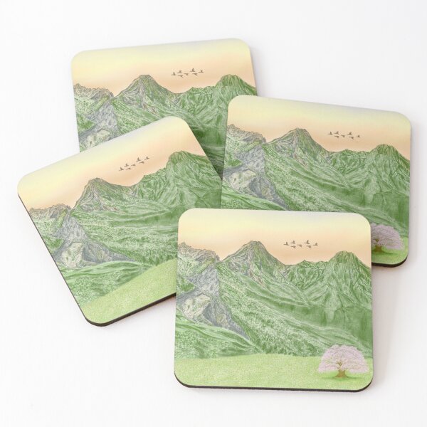 Item preview, A beautiful cherry blossom and green high mountains  designed and sold by greenPQBstudio.