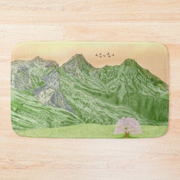 Item preview, A beautiful cherry blossom and green high mountains  designed and sold by greenPQBstudio.