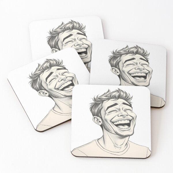 Item preview, Man laughing out loud – Black and white illustration designed and sold by Chromatic Visions.