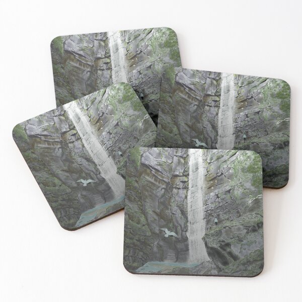 Item preview, A deep forest, magnificent waterfall and adorable birds designed and sold by greenPQBstudio.