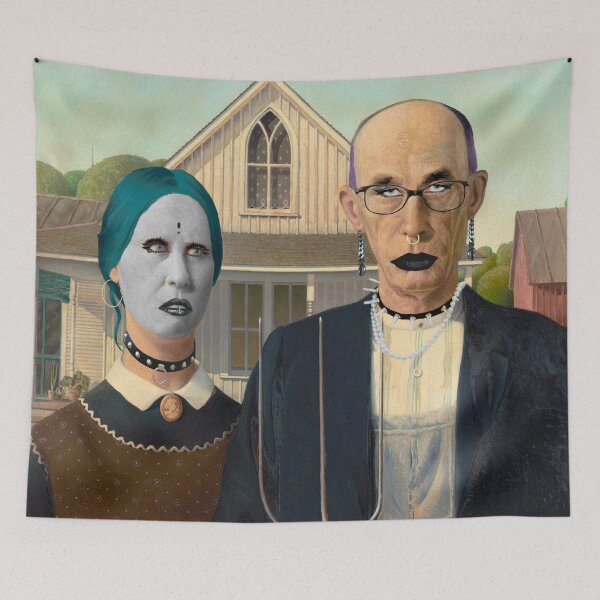 Item preview, Grant Wood: American Gothic or American Goths | Classical Painting Parody designed and sold by UnhingedBird.