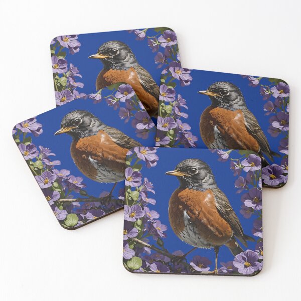 Item preview, Turdus migratorius And Wisconsin Violet Viola sororia Flowers designed and sold by taiche.