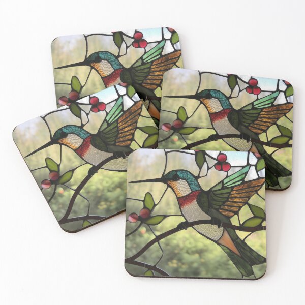 Item preview, Ruby Throated Hummingbird in Stained Glass designed and sold by RedHandedOD.