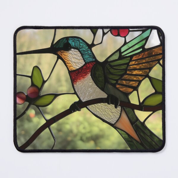 Item preview, Ruby Throated Hummingbird in Stained Glass designed and sold by RedHandedOD.