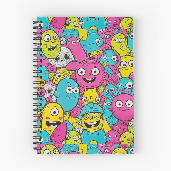 Item preview, Funky comic multicolored abstract background with faces of happy monster, doodle style. designed and sold by IaroslavB.