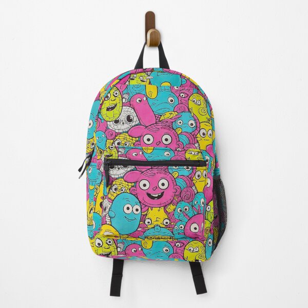 Item preview, Funky comic multicolored abstract background with faces of happy monster, doodle style. designed and sold by IaroslavB.