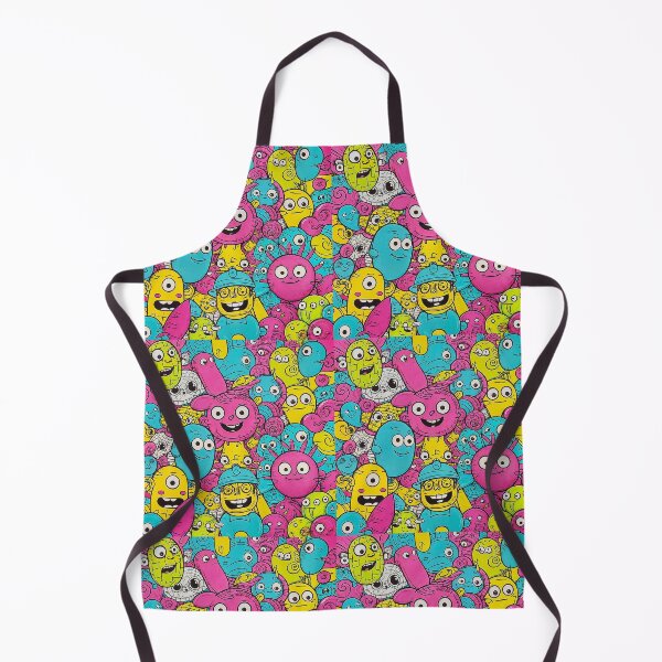 Item preview, Funky comic multicolored abstract background with faces of happy monster, doodle style. designed and sold by IaroslavB.
