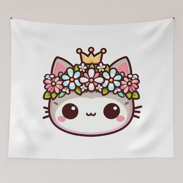 Item preview, Cat with Flower Crown designed and sold by mariacatsfan.