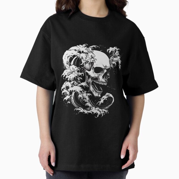 Item preview, Skull and Japanese Wave designed and sold by InkYourFace.