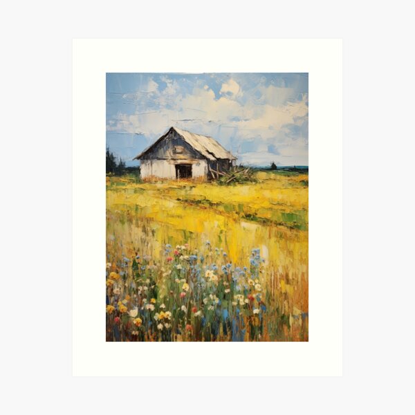 Aperçu de l'œuvre Champs de fleurs en été - Peinture de paysage à l'acrylique créée et vendue par TheArtistOf2022.
