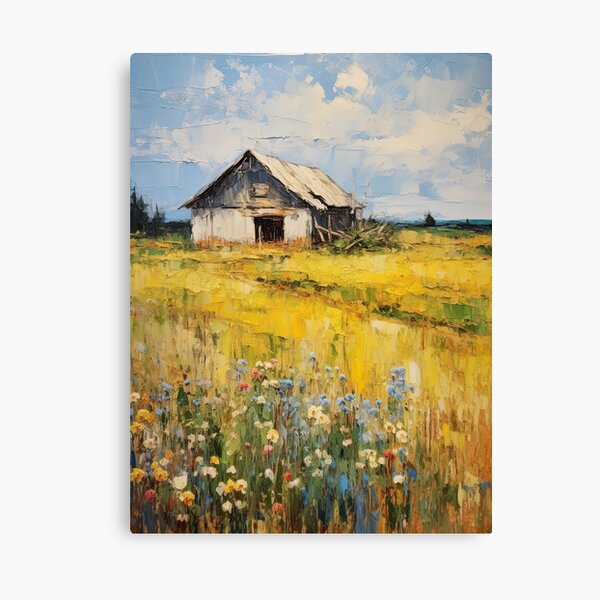 Item preview, Fields of flowers in Summer - Acrylic landscape painting designed and sold by TheArtistOf2022.