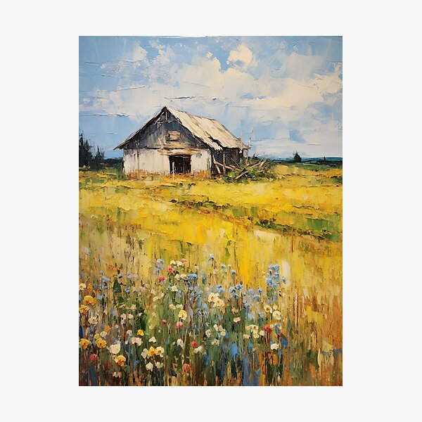 Item preview, Fields of flowers in Summer - Acrylic landscape painting designed and sold by TheArtistOf2022.