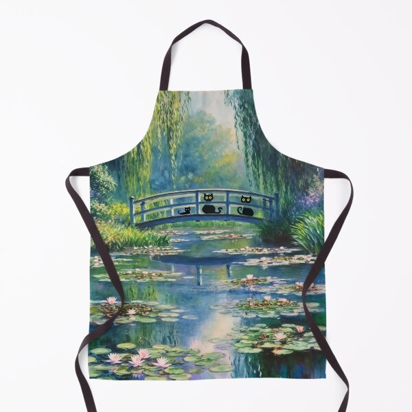 Item preview, Monet’s Bridge with Black Cats - Impressionist Water Lily Pond, Claude Monet Inspired Art, designed and sold by Kina-design.