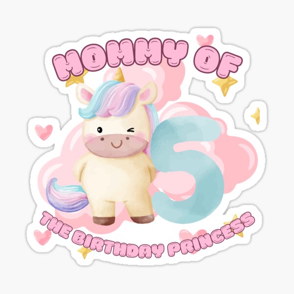Item preview, Mommy of the Birthday Princess Unicorn T-Shirt – 5th Birthday Celebration designed and sold by ArtClubStore.