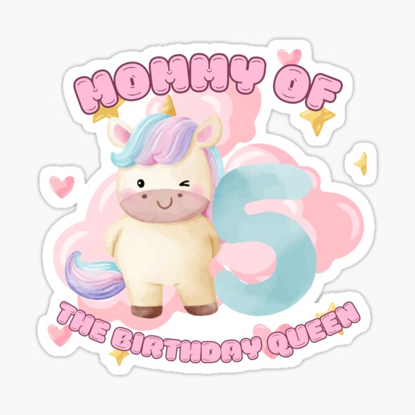 Item preview, Mommy of the Birthday Queen Unicorn T-Shirt – 5th Birthday Celebration designed and sold by ArtClubStore.