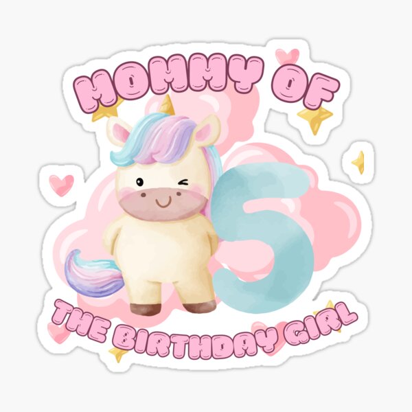 Item preview, Mommy of the Birthday Girl Unicorn T-Shirt – 5th Birthday Celebration designed and sold by ArtClubStore.
