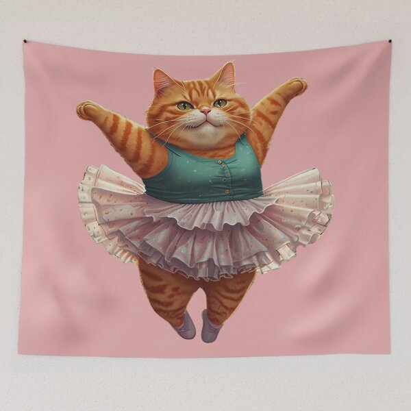 Item preview, Chubby Ginger Ballerina Cat designed and sold by Glam-OOTD.