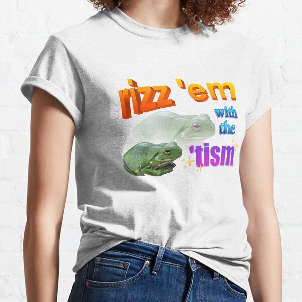 Vista previa del artículo con la obra «Rizz 'em con el arte de palabras de la rana 'tism», diseñado y vendido por snazzyseagull.