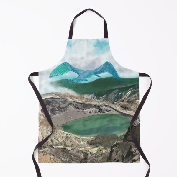 Item preview, A volcano mountain and an ancient blue bird  designed and sold by greenPQBstudio.