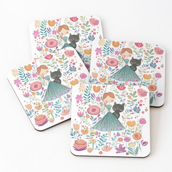 Item preview, Feline & Floral. A girl, her cat & wildflowers. designed and sold by Shoot-The-Moon.
