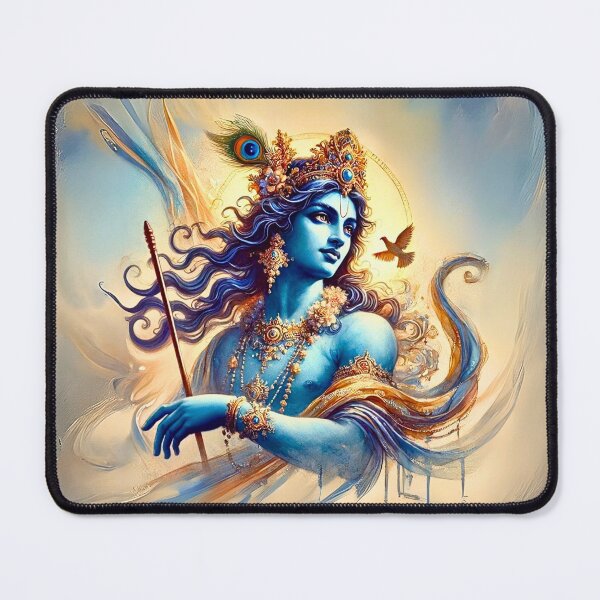 Item preview, Warrior Krishna | Watercolor Divine Art | Hindu Spiritual Painting designed and sold by Sarasvati’s Divine Art.