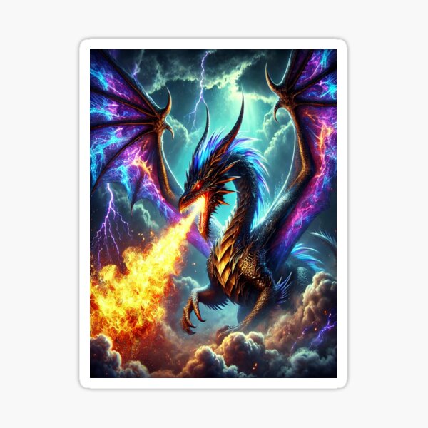 Item preview, Dragon breathing fire- fantasy art designed and sold by ViNiPu.
