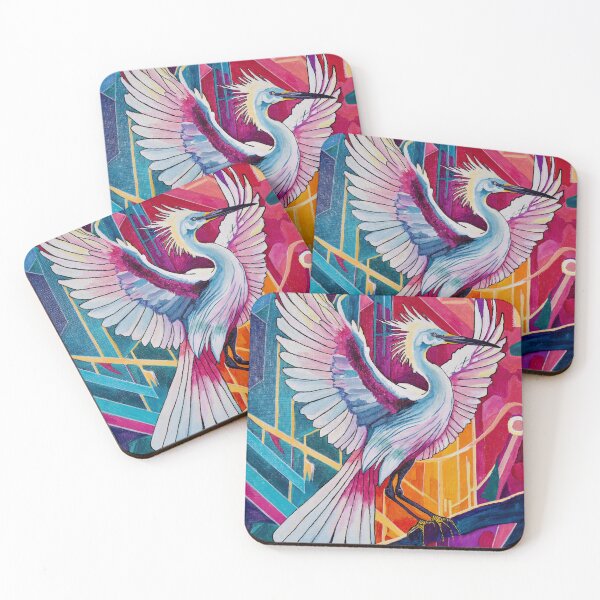 Item preview, Snowy White Egret Geometric Painting  designed and sold by Darcydoesart.