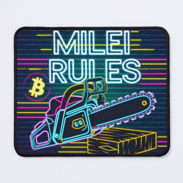 Item preview, Milei’s Master Plan: Cut First, Ask Questions Later - Neon ilustration designed and sold by andrex66.