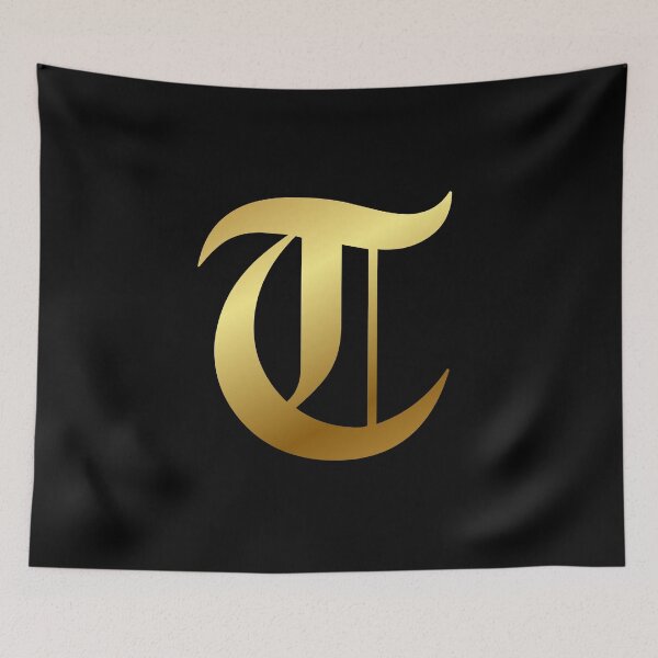 Item preview, Capital Letter T - Foil Gold Effect Gothic Blackletter Script / Old English Font designed and sold by STUDIO-72.