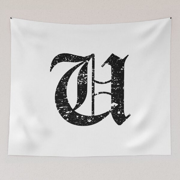 Item preview, Capital Letter U - Eroded / Distressed Gothic Blackletter Script / Old English Font (Black) designed and sold by STUDIO-72.