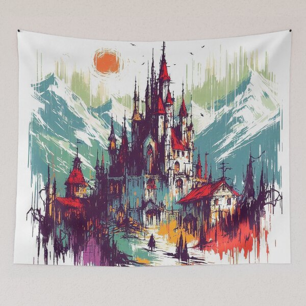 Item preview, Scene inspired by the Anime Castlevania and Impressionism. designed and sold by ArtwaveEmporium.