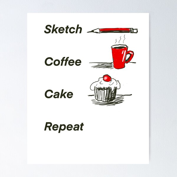 Item preview, Sketch coffee cake repeat designed and sold by Joyride Art and Design UK.