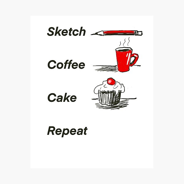 Item preview, Sketch coffee cake repeat designed and sold by Joyride Art and Design UK.