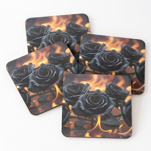 Artikelvorschau, Dunkle Ästhetik Schwarze Rosen in Flammen | Gotische Blumenkunst entworfen und verkauft von A L O N E.