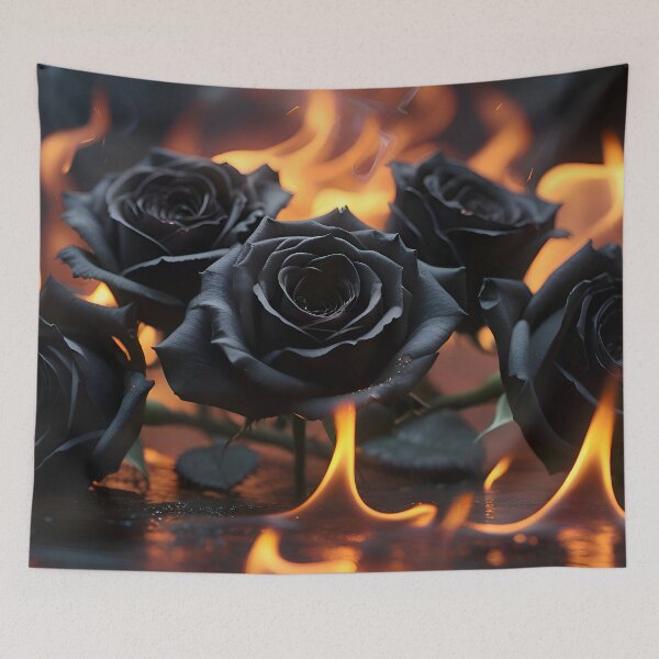 Artikelvorschau, Dunkle Ästhetik Schwarze Rosen in Flammen | Gotische Blumenkunst entworfen und verkauft von A L O N E.