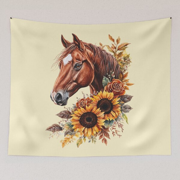 Item preview, Charming: Horse and Sunflowers in Dreamy Hues designed and sold by No1Equestrian.