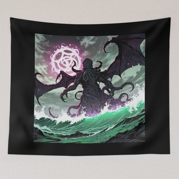 Item preview, Cthulhu the evil all seeing Eldritch Lovecraftian God Anime Manga style art designed and sold by Vintage Designs +.
