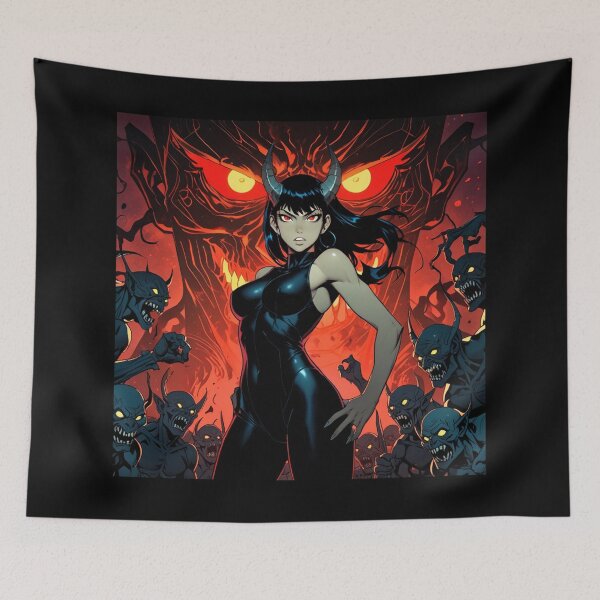 Item preview, The Demon Huntress Vintage Anime Manga style comic illustration art cool retro designed and sold by Vintage Designs +.