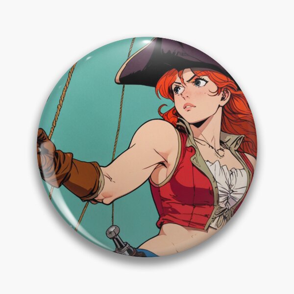 Item preview, Red Head Pirate Queen Anne Bonney vintage Anime Manga Illustration designed and sold by Vintage Designs +.