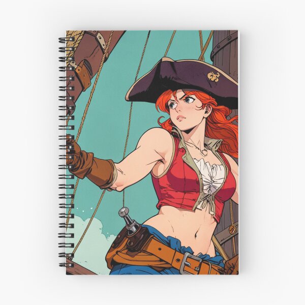 Item preview, Red Head Pirate Queen Anne Bonney vintage Anime Manga Illustration designed and sold by Vintage Designs +.
