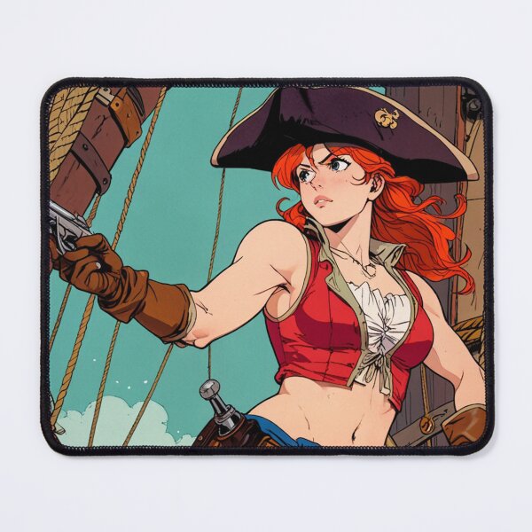 Item preview, Red Head Pirate Queen Anne Bonney vintage Anime Manga Illustration designed and sold by Vintage Designs +.