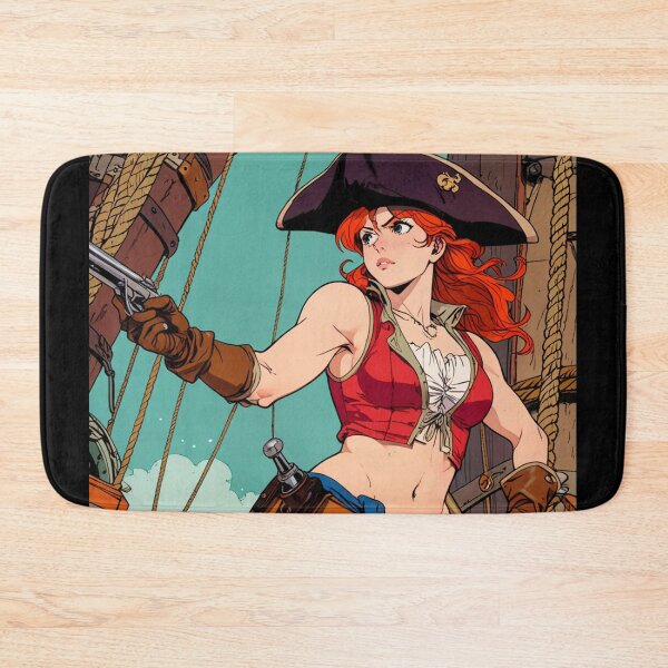 Item preview, Red Head Pirate Queen Anne Bonney vintage Anime Manga Illustration designed and sold by Vintage Designs +.