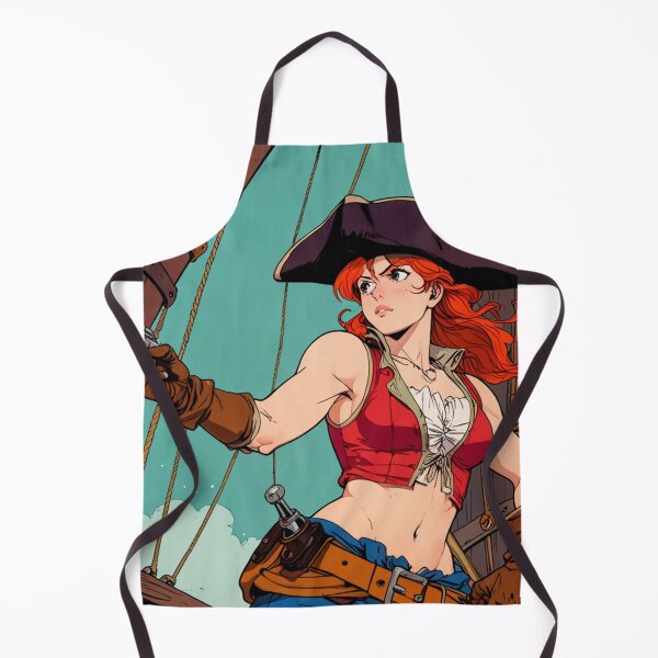 Item preview, Red Head Pirate Queen Anne Bonney vintage Anime Manga Illustration designed and sold by Vintage Designs +.