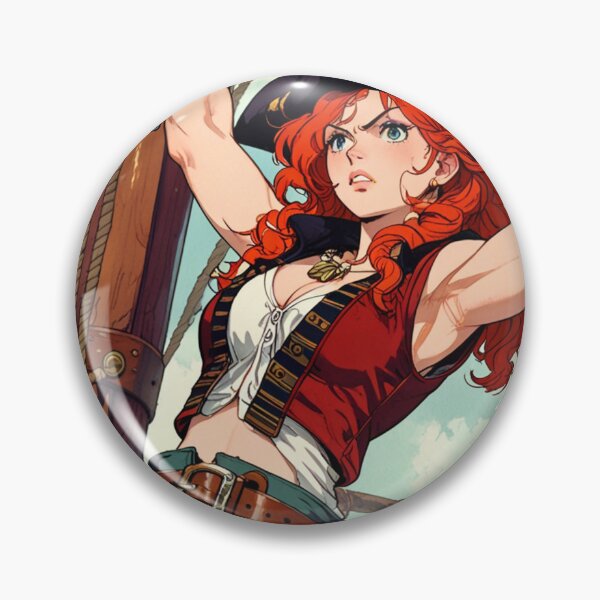 Item preview,  Red Head Pirate Queen Anne Bonney vintage Anime Manga Illustration designed and sold by Vintage Designs +.