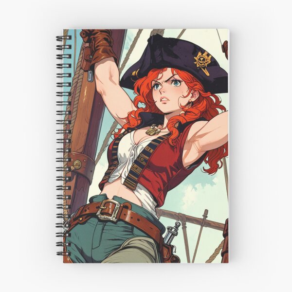 Item preview,  Red Head Pirate Queen Anne Bonney vintage Anime Manga Illustration designed and sold by Vintage Designs +.